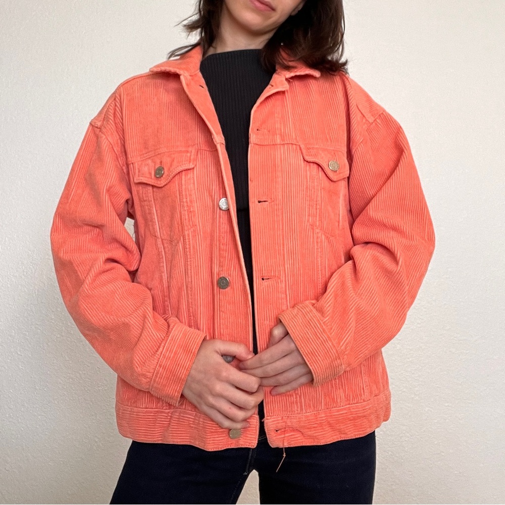 BDG Orange Corduroy Button Jacket